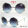 Special Design Sunglasses with Flower Decoration Round Frame Sunglasses (30388)